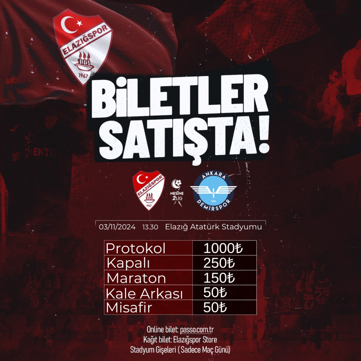 Çimentaş Elazığspor, Ankara Demirspor ile Önemli Bir Maça Çıkıyor: Biletler Satışta!